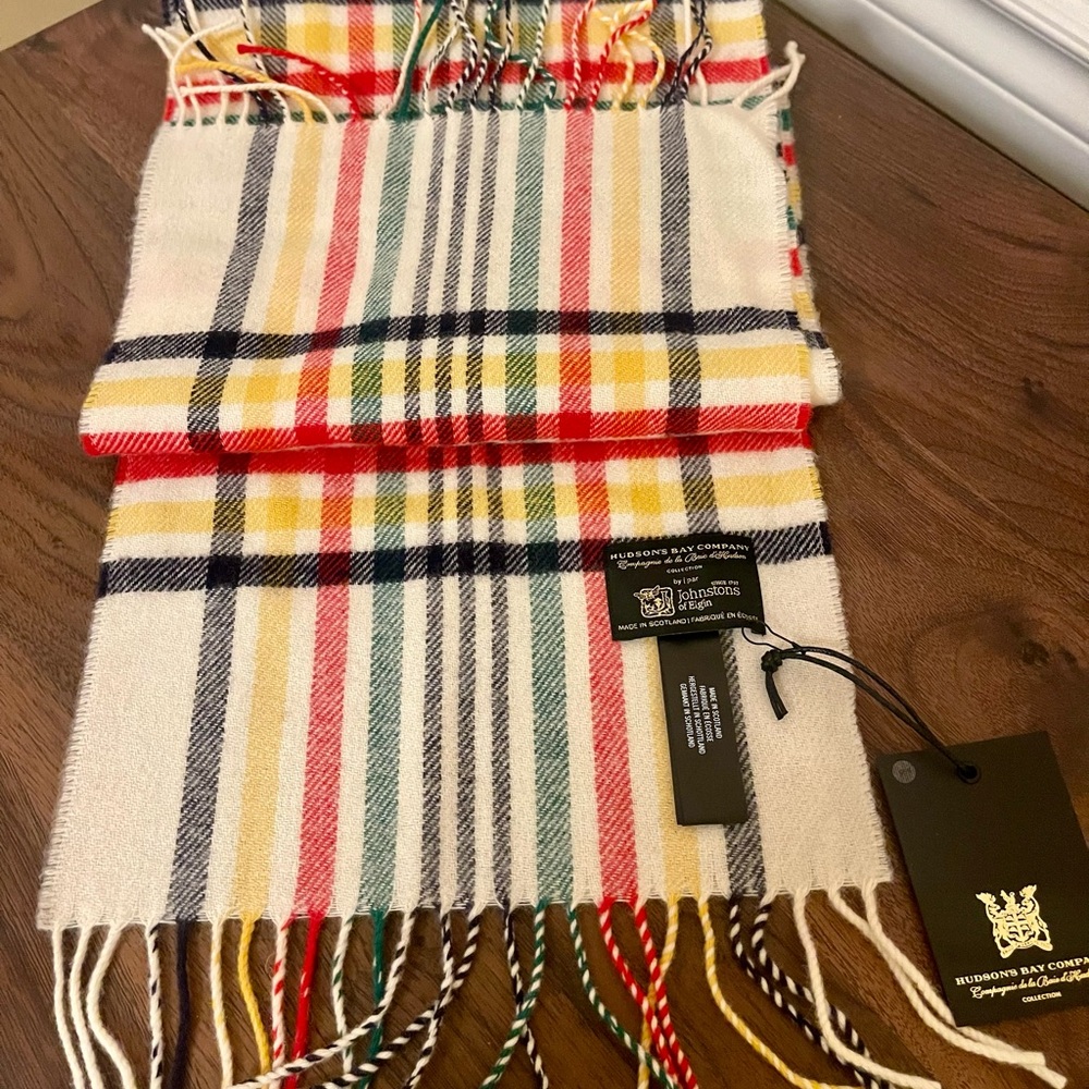 BNWT! Johnston's of Elgin for Hudson Bay Co.Multicolor Striped Scarf-100%wool